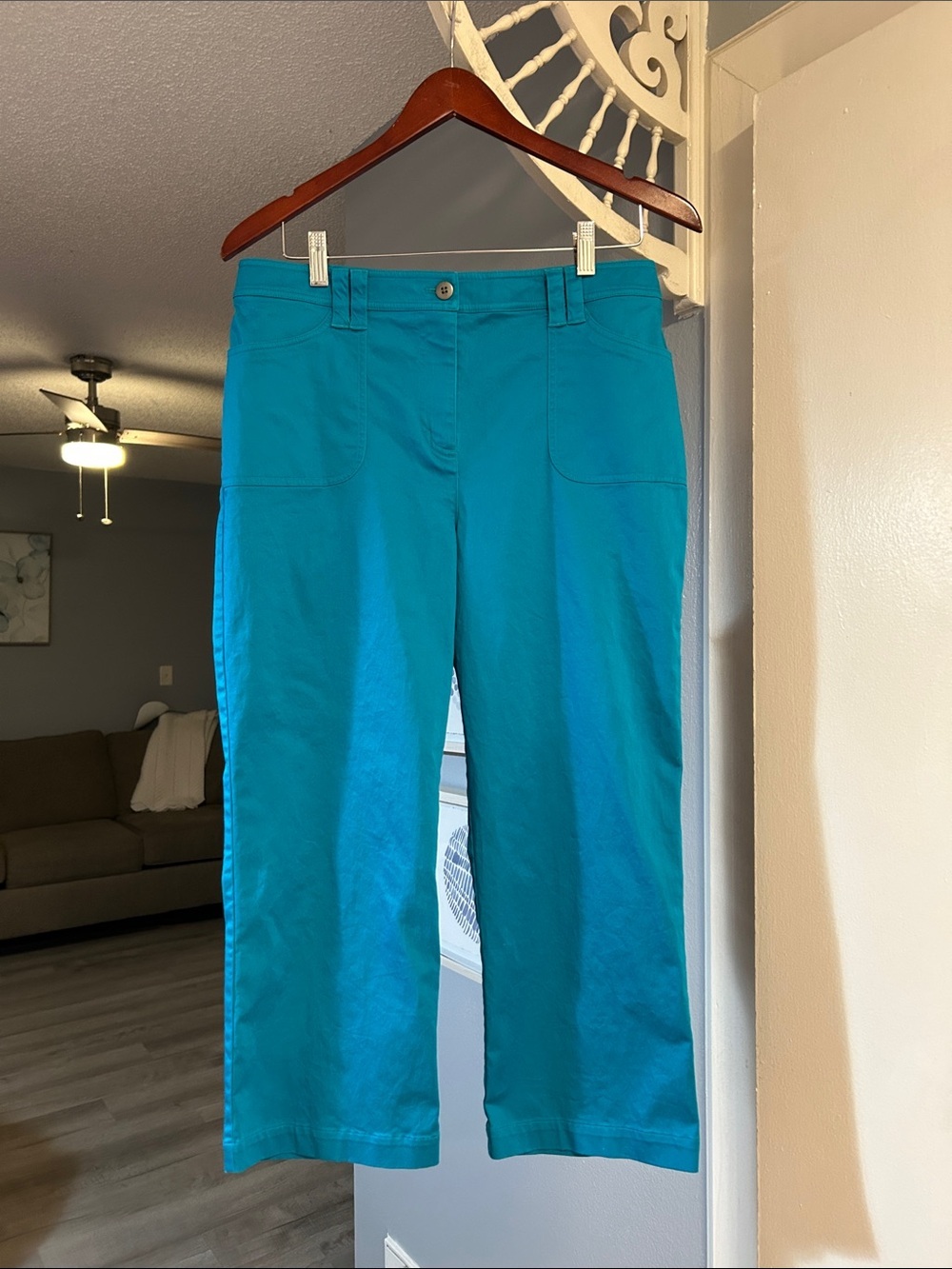 Chico's Women’s Teal Wide Leg Cropped Pants Chico’s Size 1.5 = US Size 10